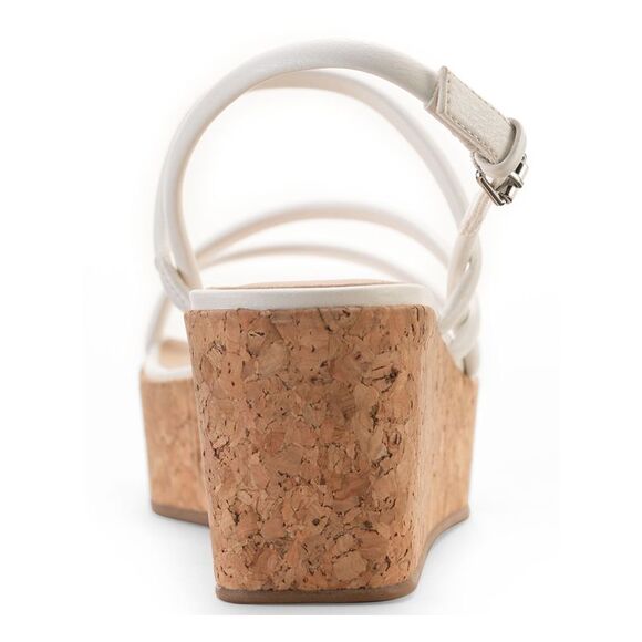 SUN STONE Womens White 1" Platform CorkBella Toe Wedge Slingback Sandal 8.5 M - Picture 2 of 4